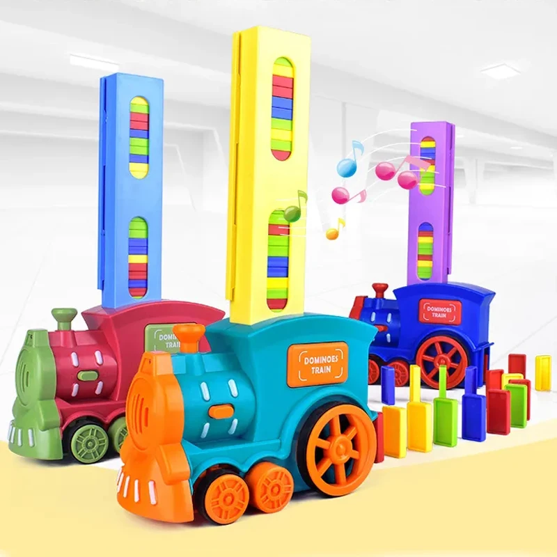 Woodworking Domino - Children Electric Laying domino train automatic